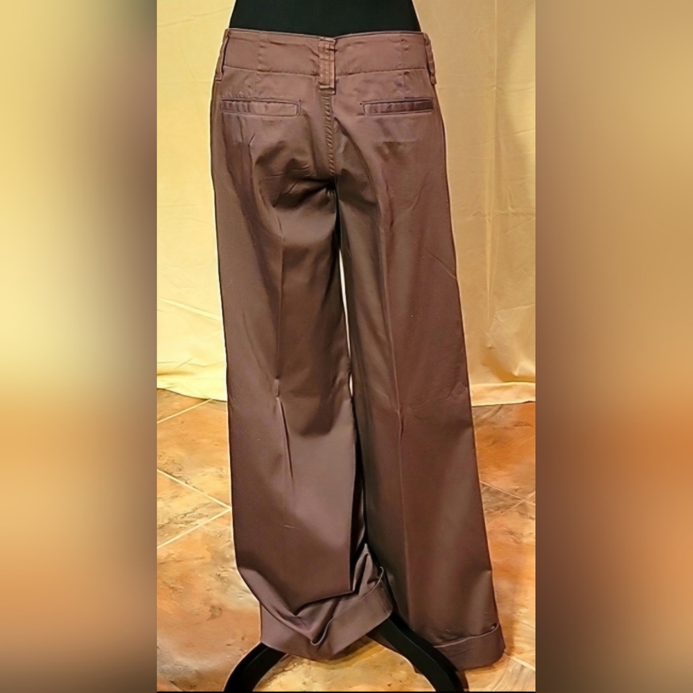 VTG American Rag Y2K Low Rise Wide Leg Cuffed Trousers Brown Size 5 - Picture 5 of 9